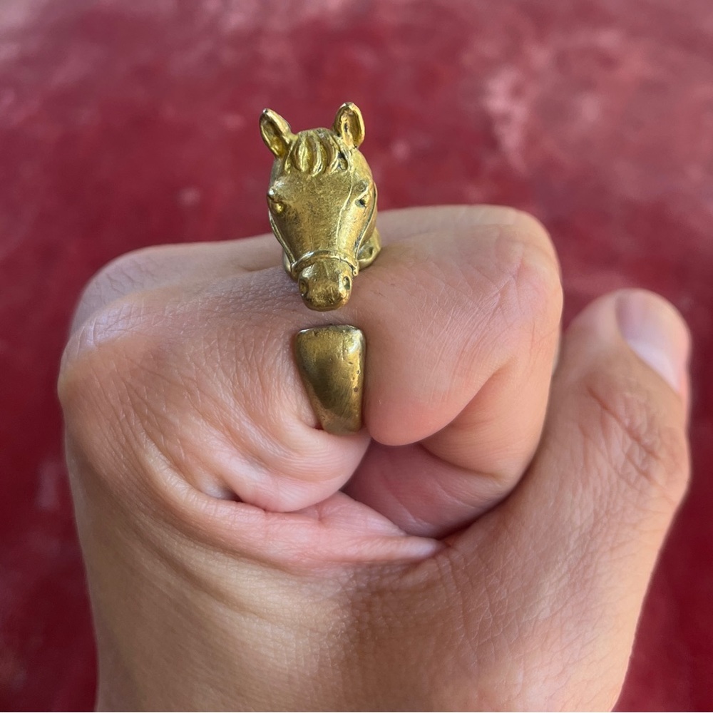 Unique Brass Horse Ring Adjustable - image 5